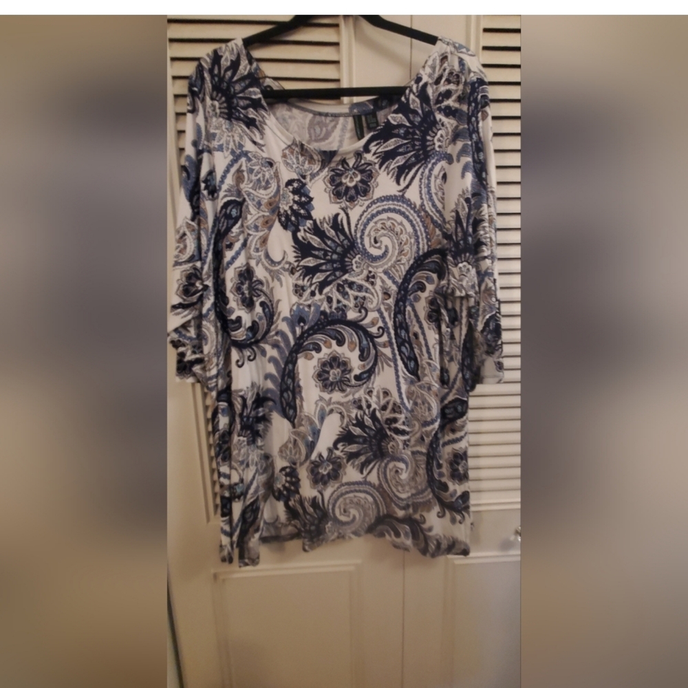Cynthia Rowley Blue and White Paisley Blouse